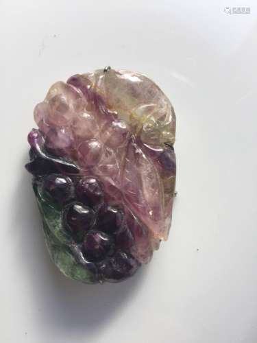 Antique Chinese Tourmaline Grape Brooch Pin and Pendant