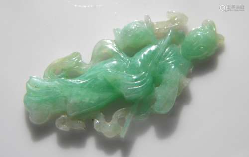 Antique Chinese Natural Grade A Jadeite Beauty Pendant