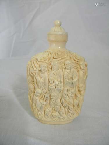 Antique Chinese Ivory Snuff Bottle Marked Qian Long