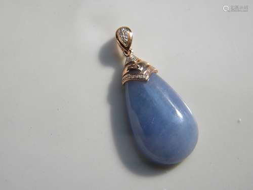 Purple Jadeite Water Drop Pendant 18K Gold Diamond