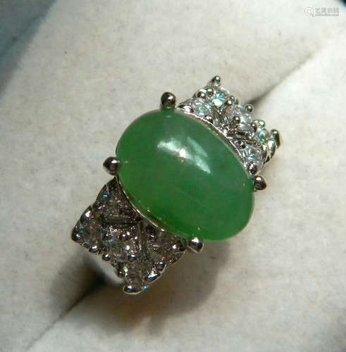 Natural Grade A Icy Green Jadeite Ring