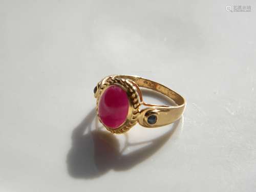 14K Gold Red Ruby Ring