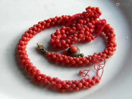 ANTIQUE RED CORAL Beads NECKLACE