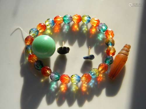 Group of Green Ball, bracelet, and earrings