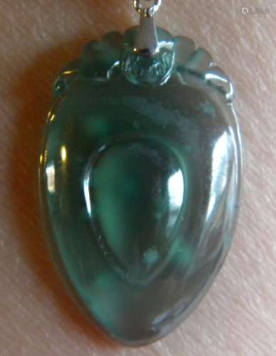 Natural Grade A Blue Jadeite Heart Pendant