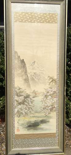 Antique Mountain Scene Painting Framed