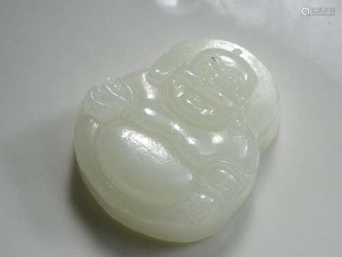 Antique Chinese White Jade Buddha Pendant