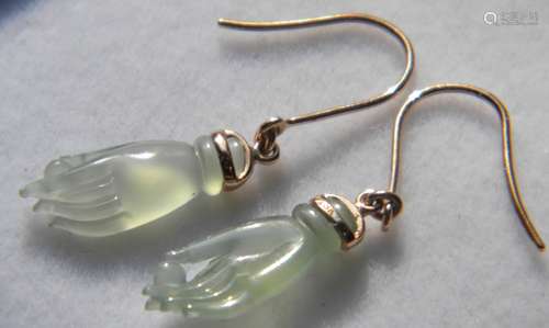 Pair of Natural Icy Buddha Hand's Earrings