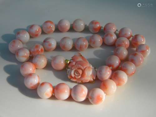 Antique Pink Angle Skin Coral Necklace