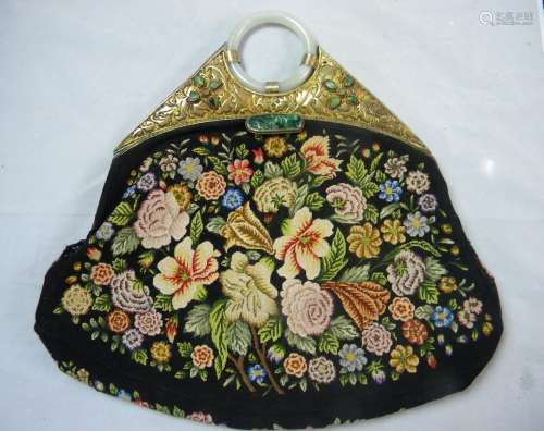 Antique Chinese Purse with Jadeite Handel