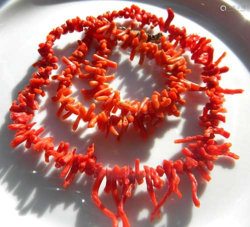 Antique Red Coral Branch Necklace