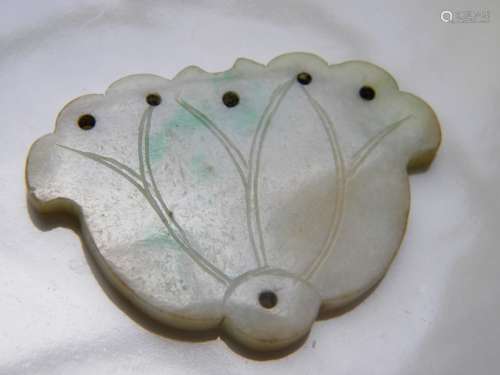 Antique Chinese Jadeite Lotus Pendant