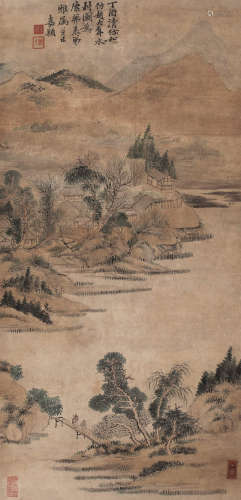 1897年作 水村图 轴 设色纸本刘嘉颖