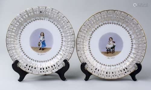 19C Pair of Sevres Style Cabinet Plates