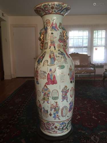 Chinese Super Large Rose Medallion Enamel Vase