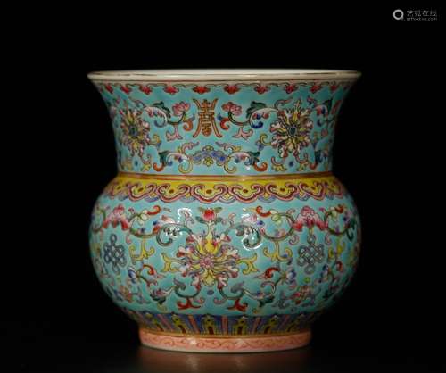 Chinese Turquoise Glazed Porcelain Vase