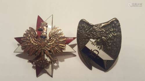 Antique Polish Enamel Pair Badges