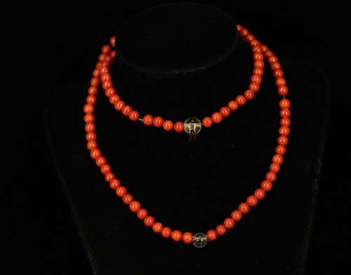 Chinese Red Aka Coral Necklace