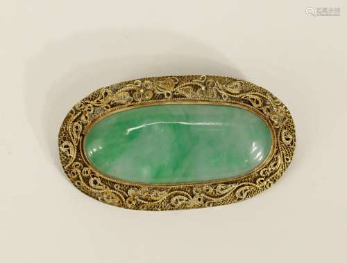 Chinese 19th C. Jadeite Pendant w/ Silver Marked