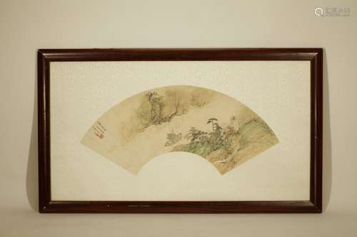 Chinese Painting of Fan, Marked