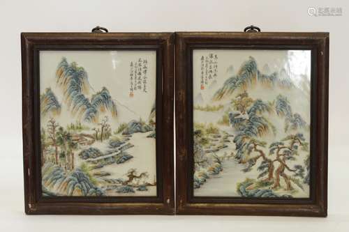 Pair of Chinese Porcelain Painting Plaques