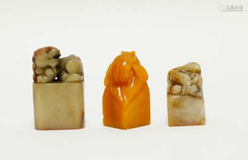 3 Pieces of Chinese Soapstone Seals