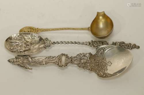 3 Pieces of European Figural Silver Spoon