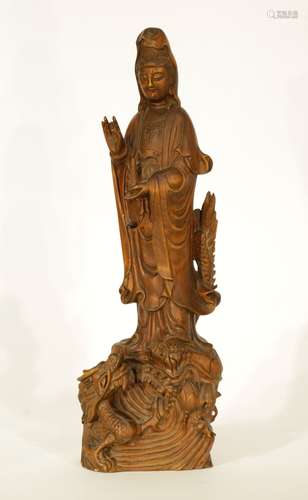 Chinese Wood Carved Guanyin