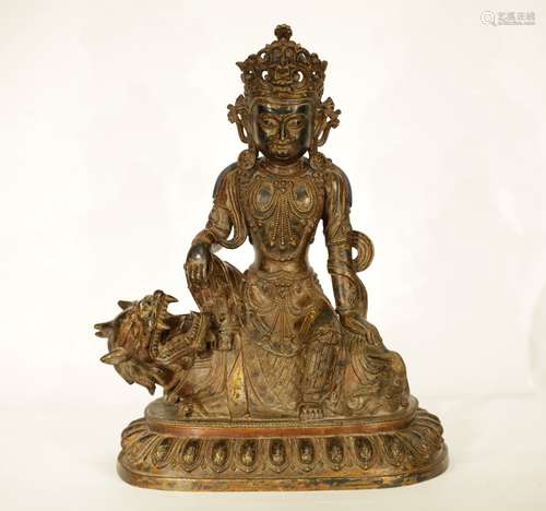 Chinese Bronze Seated Guanyin on Tiger