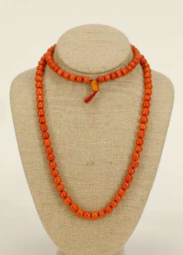 Old Coral Necklace 108 Beads, Sardinia Red Coral