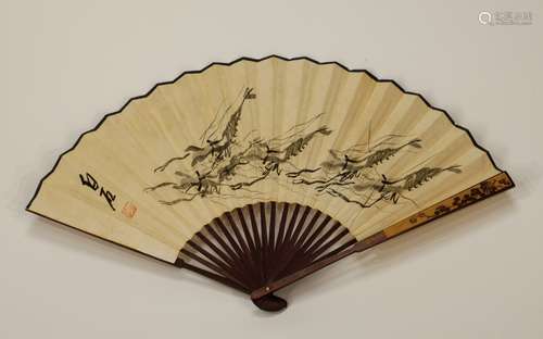 Chinese Ink Fan Painting