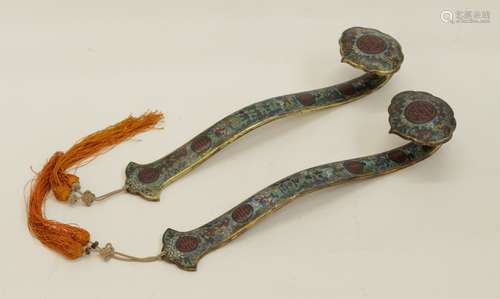 Chinese Cloisonne Enamel Ruyi Scepter