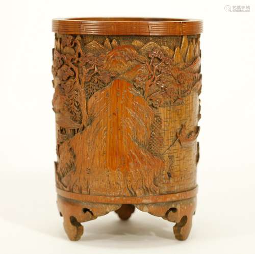 Chinese Bamboo Carved Brush Pot