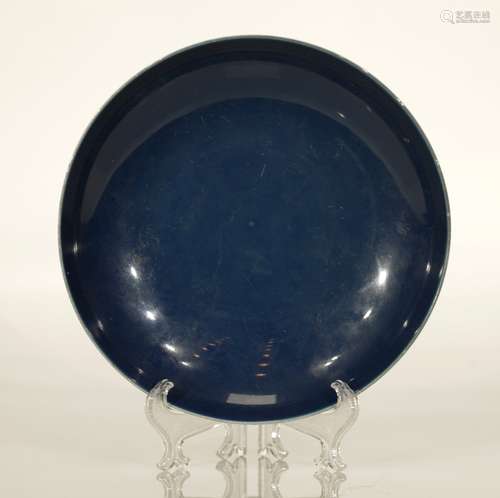 Chinese Blue Glazed Porcelain Plate