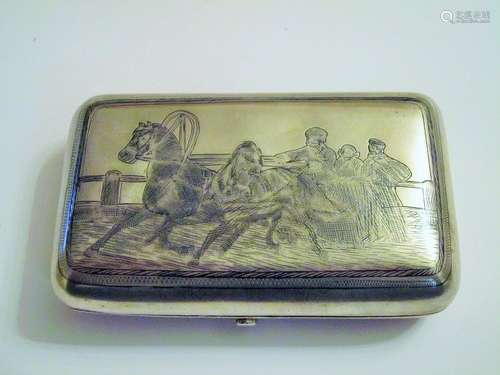 19th. C Russian Silver Niello Cigarette Case