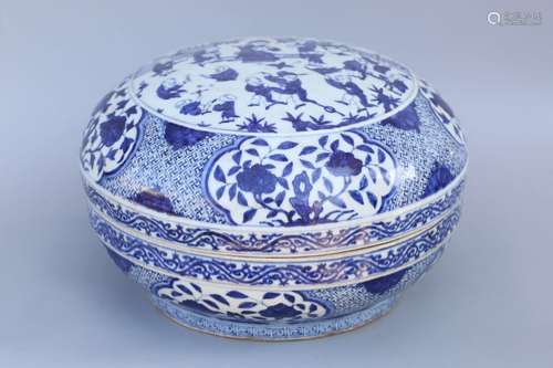 Qing Dynasty Chinese Blue/White Porcelain Box