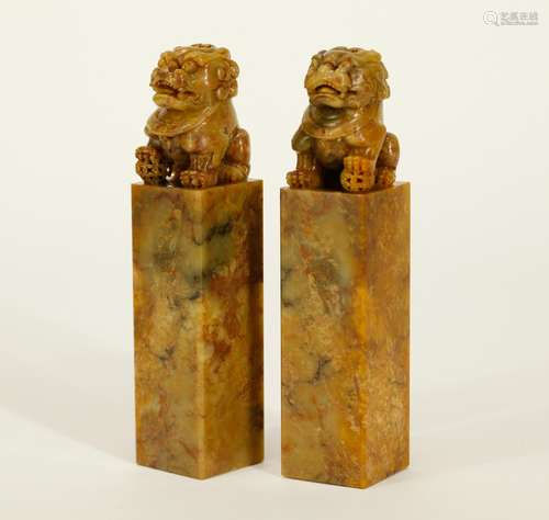 Pair of Chinese Soapstone Seals