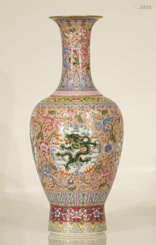 Pair of Chinese Famille Rose Porcelain Vases