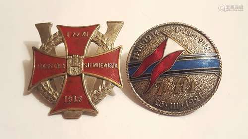 Antique Polish Enamel Pair Badges