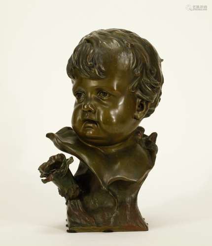 Bronze Child Head, Signed