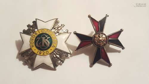 Antique Polish Enamel Pair Badges