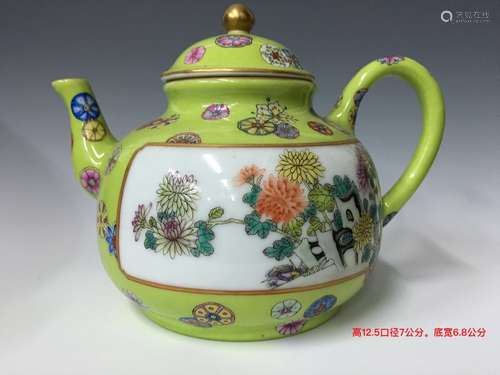 Chinese Yellow Glazed Porcelain Teapot