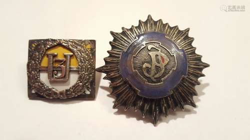 Antique Polish Enamel Pair Badges