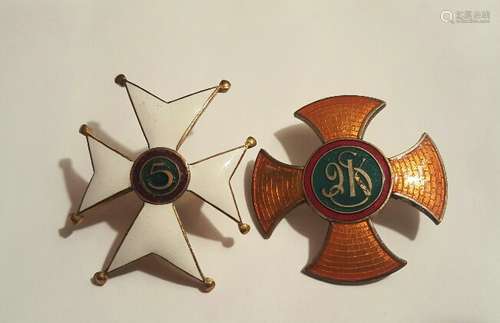 Antique Polish Enamel Pair Badges