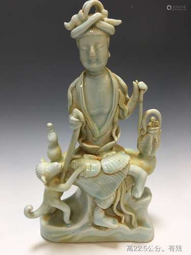 Chinese Celadon Glazed Porcelain Guanyin