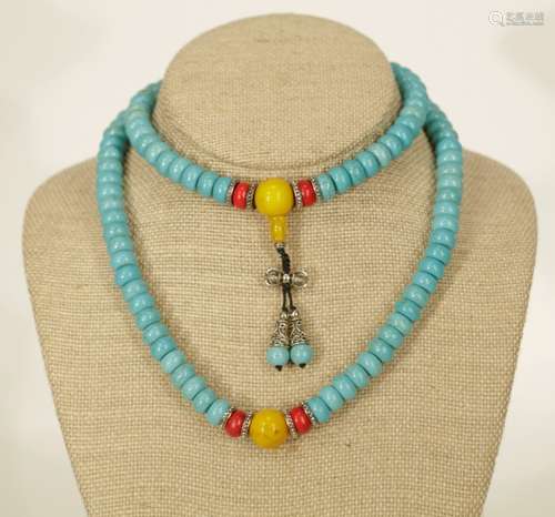 Natural Color Turquoise Necklace w/ Other Stone