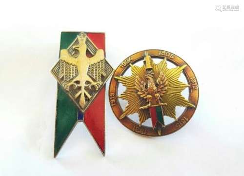 Antique Polish Pair of bronze and Enamel Badges
