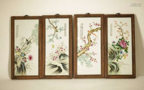 4 Pieces of Chinese Pocelain  Plaques, Signed