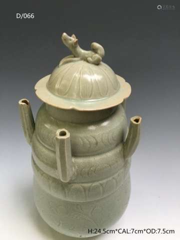 Chinese Celadon Glaze Ceramic Cover Jar