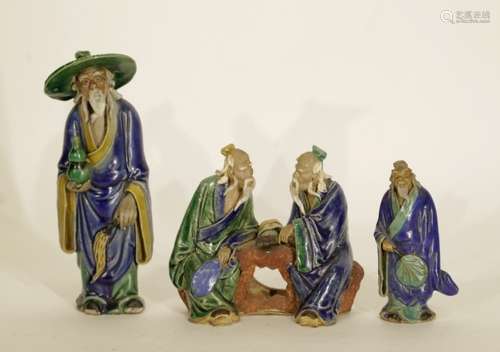 3 Pieces of Chinese ShiWan Porcelain Figures